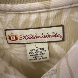 Duke Kahanamoku Aloha Polo | Beige Floral | Size L | Tropical Resort Style